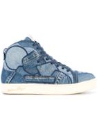 Roar Denim Patchwork High Top Sneakers - Blue