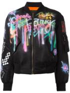 Marc Jacobs Airbrushed Shrunken Bomber Jacket - Black