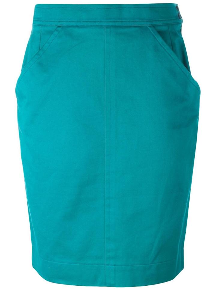 Yves Saint Laurent Vintage Fitted Mid-length Skirt - Blue