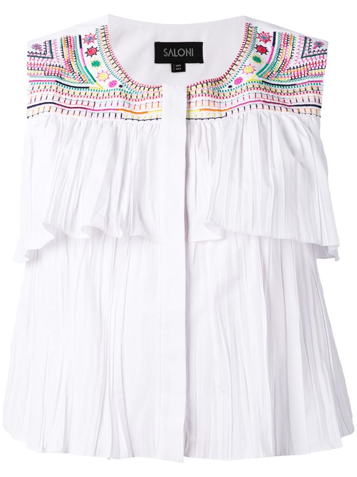 Saloni Leaf Pointelle Top - White
