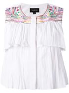 Saloni Leaf Pointelle Top - White