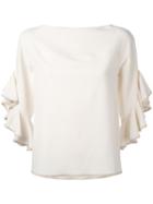 Ruffled Crepe Blouse - Women - Polyester/spandex/elastane - 36, Nude/neutrals, Polyester/spandex/elastane, See By Chloé