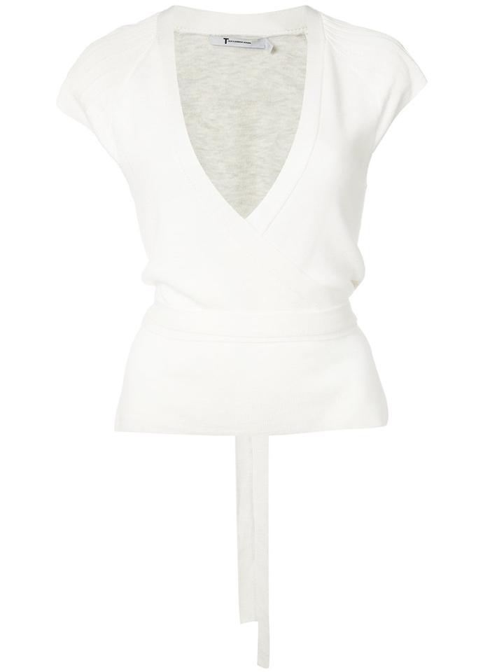 T By Alexander Wang - Wrap Style Knit Top - Women - Nylon/wool/alpaca/merino - L, White, Nylon/wool/alpaca/merino