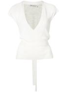 T By Alexander Wang - Wrap Style Knit Top - Women - Nylon/wool/alpaca/merino - L, White, Nylon/wool/alpaca/merino