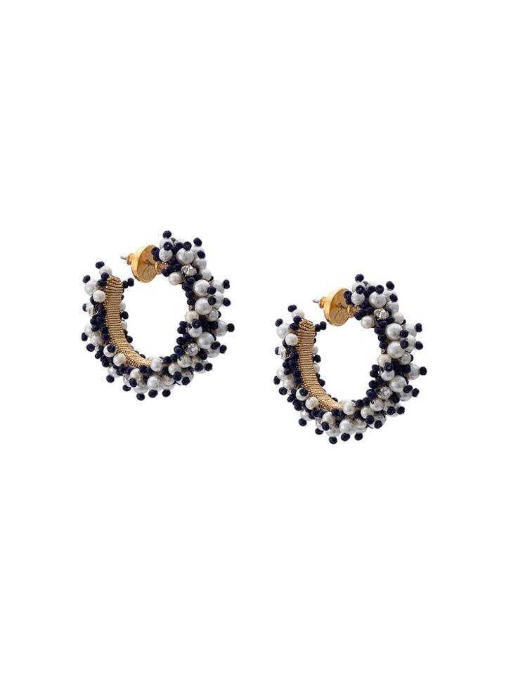 Oscar De La Renta Beaded Pearl Earrings - White