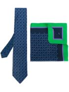 Etro Arrow Print Tie And Pocket Square Set - Blue