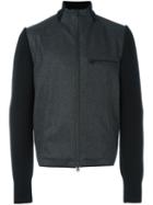 Y-3 Panelled Bomber Jacket, Men's, Size: Large, Grey, Polyamide/wool/other Fibers