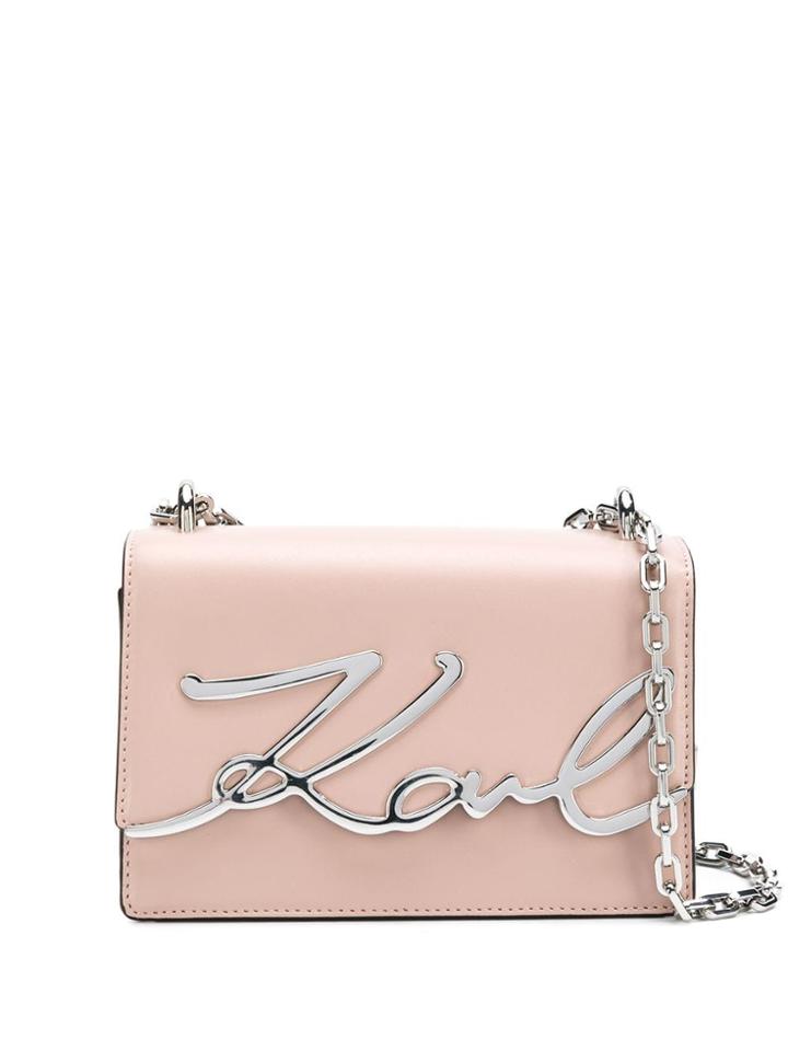Karl Lagerfeld Signature Shoulder Bag - Pink