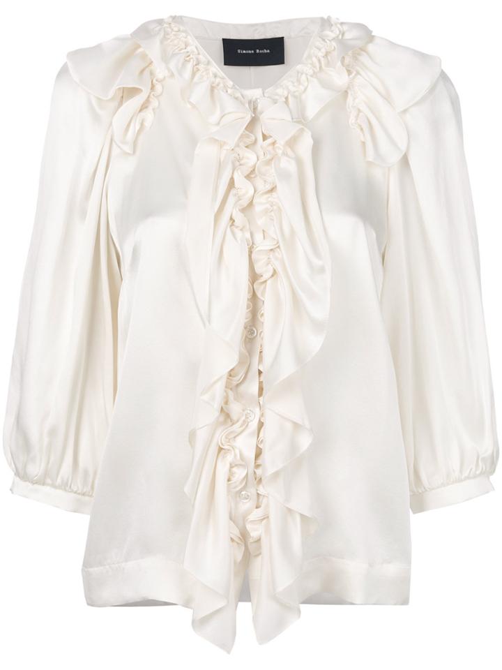 Simone Rocha Ruffle Button Blouse - Nude & Neutrals