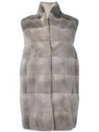 Manzoni 24 High Neck Sleeveless Coat, Women's, Size: 44, Nude/neutrals, Mink Fur