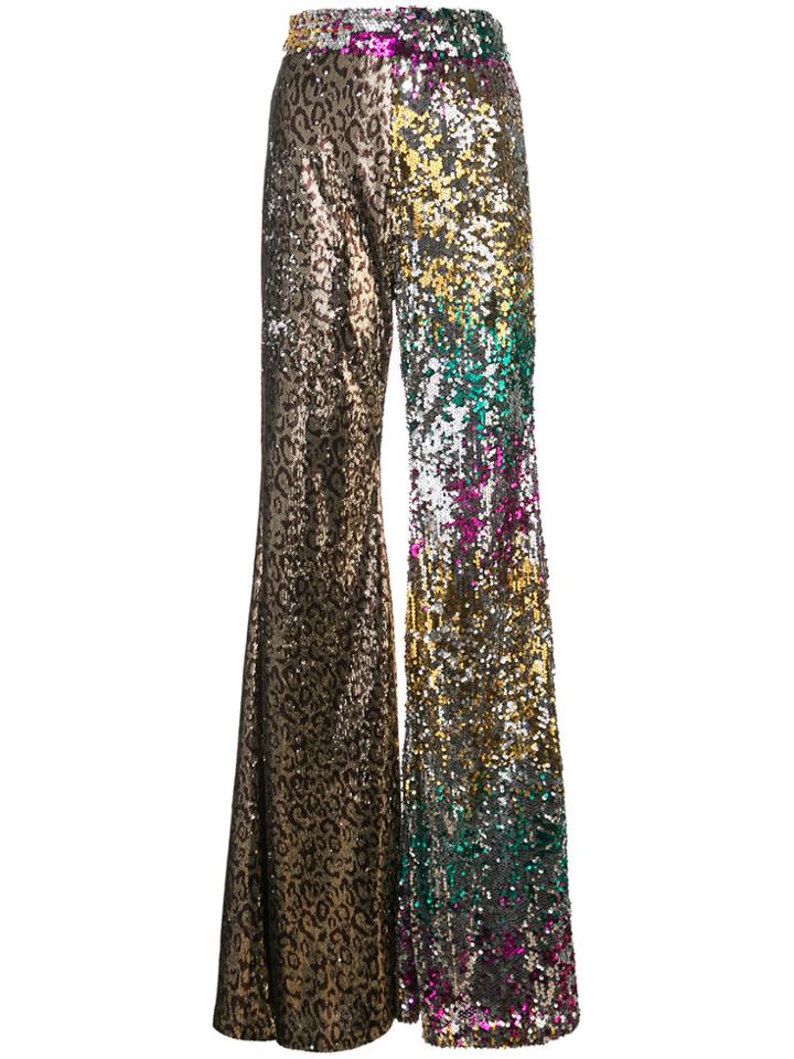 Halpern Sequinned Flared Trousers - Multicolour