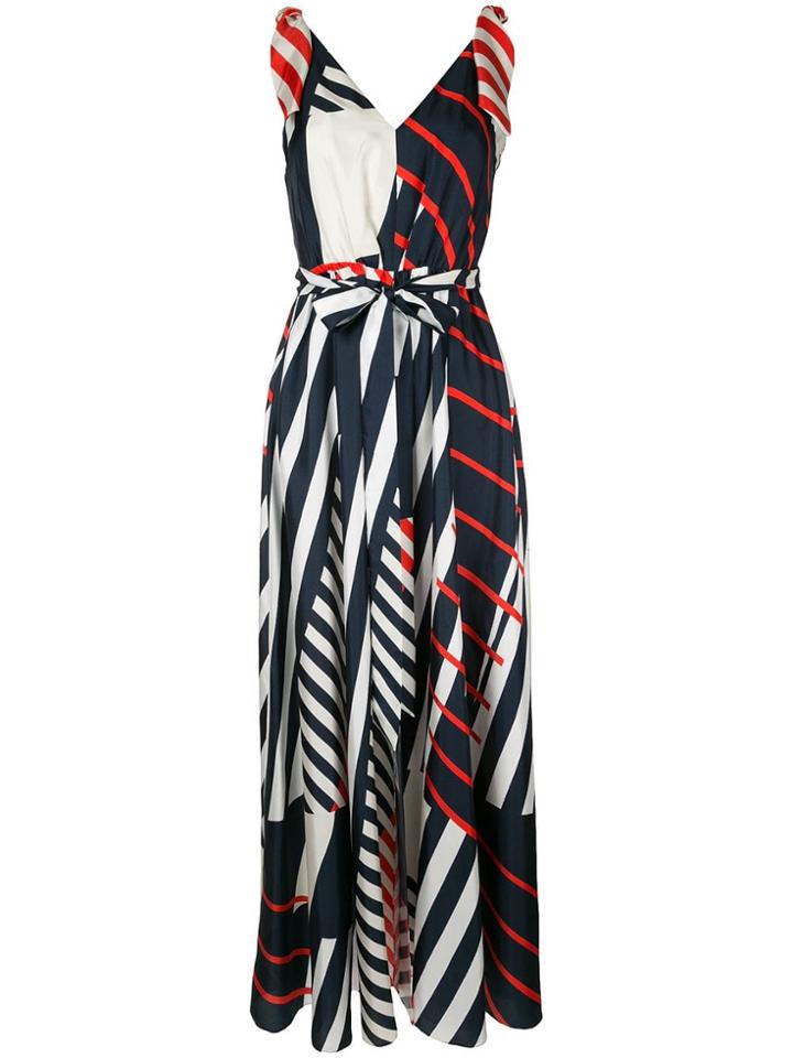 Paule Ka Satin-twill Striped Dress - Blue