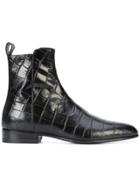 Saint Laurent Embossed Ankle Boots - Black