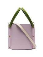 Yuzefi Lilac And Powder Blue Cubo Two-tone Contrast Handle Leather