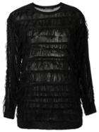 Uma Raquel Davidowicz Fringed Knit Blouse, Women's, Size: P, Black, Viscose