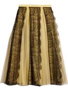 Burberry Lace Panel Pleated Tulle Skirt - Yellow & Orange