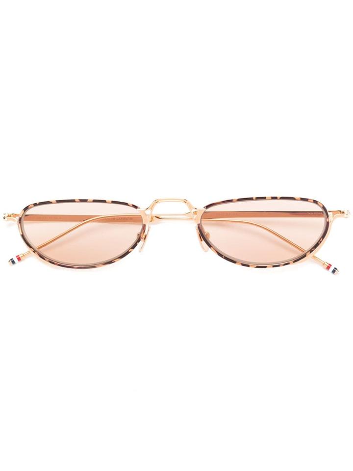 Thom Browne Eyewear White Gold & Tortoise Sunglasses
