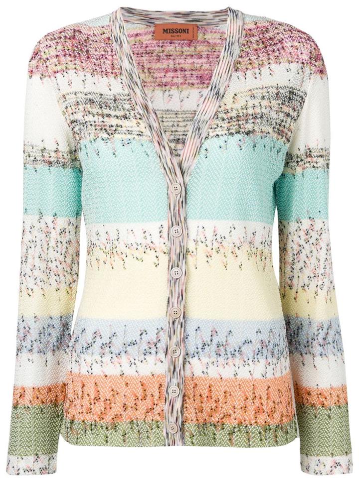 Missoni Striped Beaded Cardigan - Blue