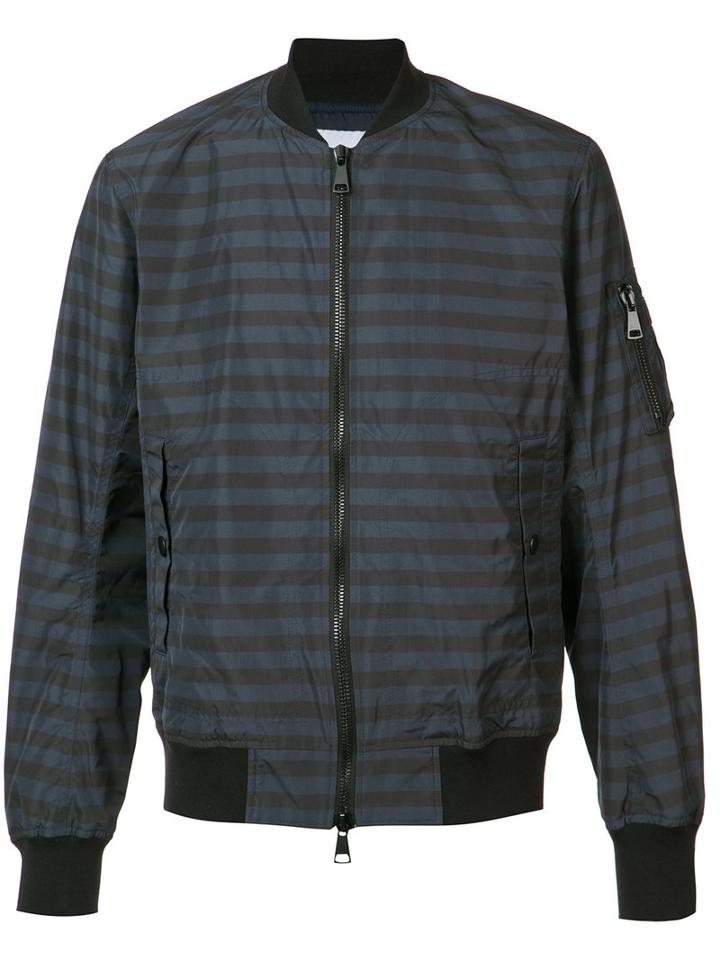 F.s.z - Striped Bomber Jacket - Men - Polyester - M, Blue, Polyester