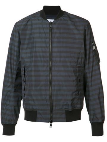 F.s.z - Striped Bomber Jacket - Men - Polyester - M, Blue, Polyester