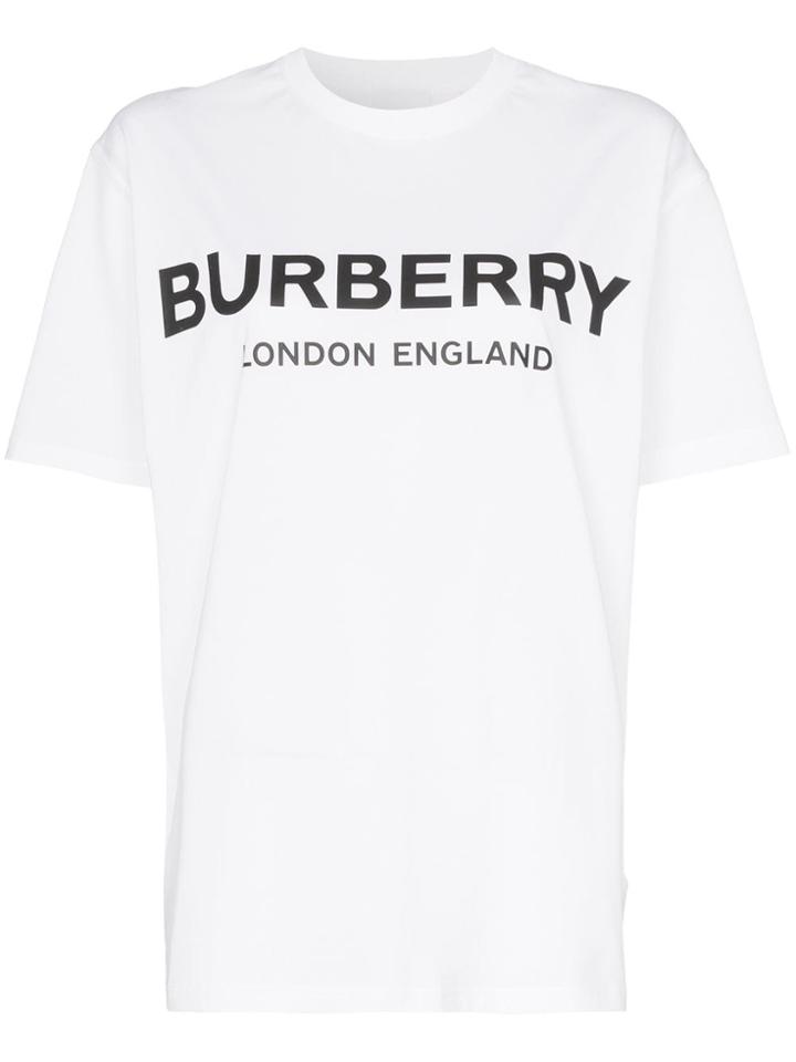 Burberry Logo Print Cotton T-shirt - White