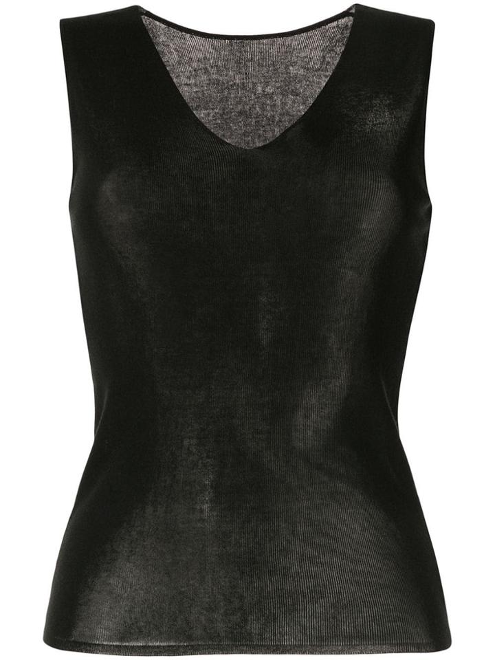Des Prés Knitted V-neck Top - Black