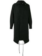Raf Simons Back Print Hooded Coat - Black
