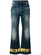 Dolce & Gabbana Sequin Trimmed Cropped Flare Jeans - Blue