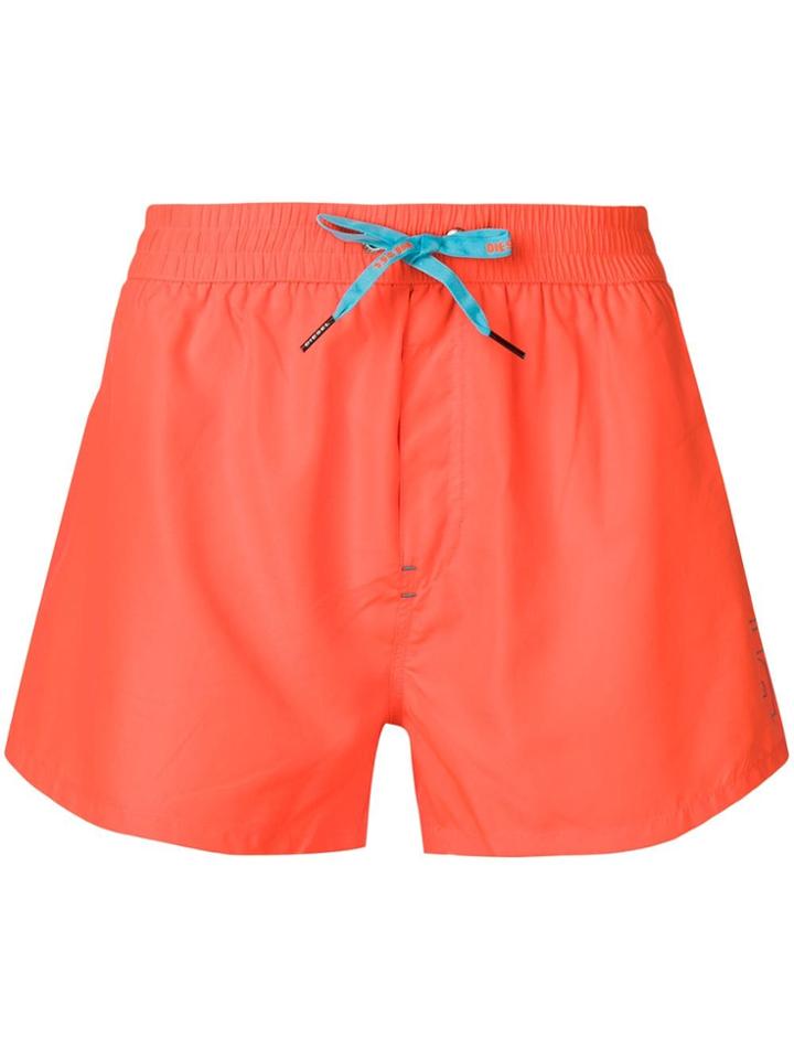 Diesel Logo Print Swim Shorts - Orange