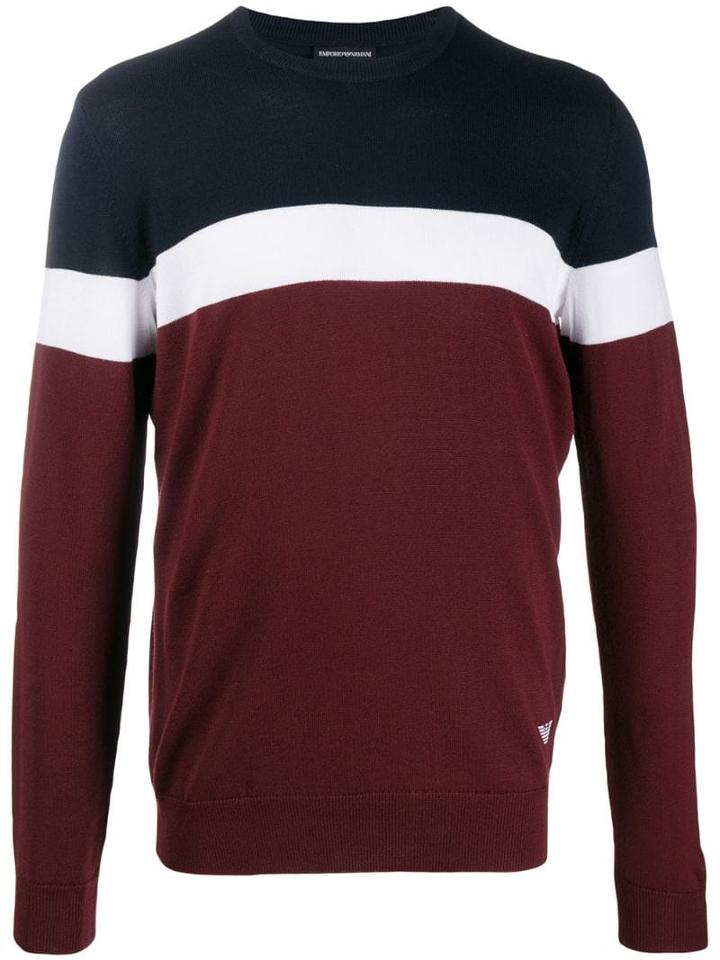 Emporio Armani Striped Jumper - Red