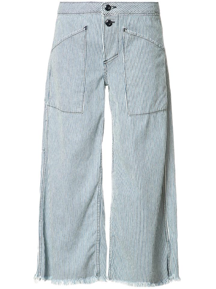 Nsf Striped Wide-legged Jeans, Women's, Size: 27, Blue, Cotton