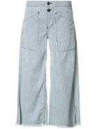 Nsf Striped Wide-legged Jeans, Women's, Size: 27, Blue, Cotton