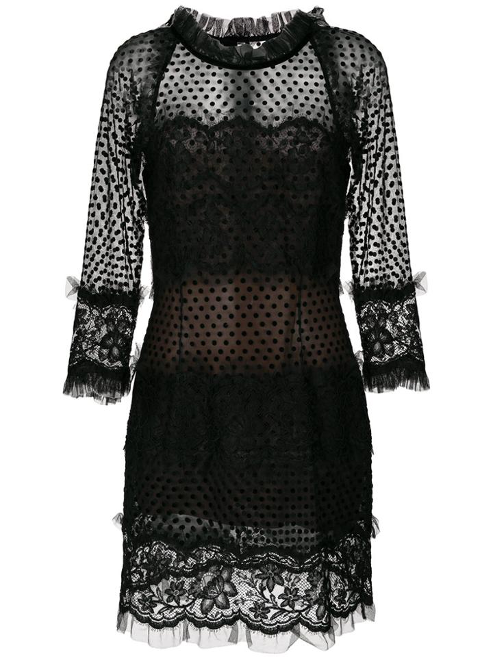 Yves Saint Laurent Vintage Sheer Lace Cocktail Dress - Black