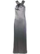 Blanca Crossed Neck Gown - Grey