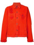 424 Fairfax - Distressed Denim Jacket - Men - Cotton - Xl, Yellow/orange, Cotton