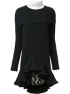 Giambattista Valli Flared Inset Detail Dress, Women's, Size: 38, Grey, Wool/nylon/silk
