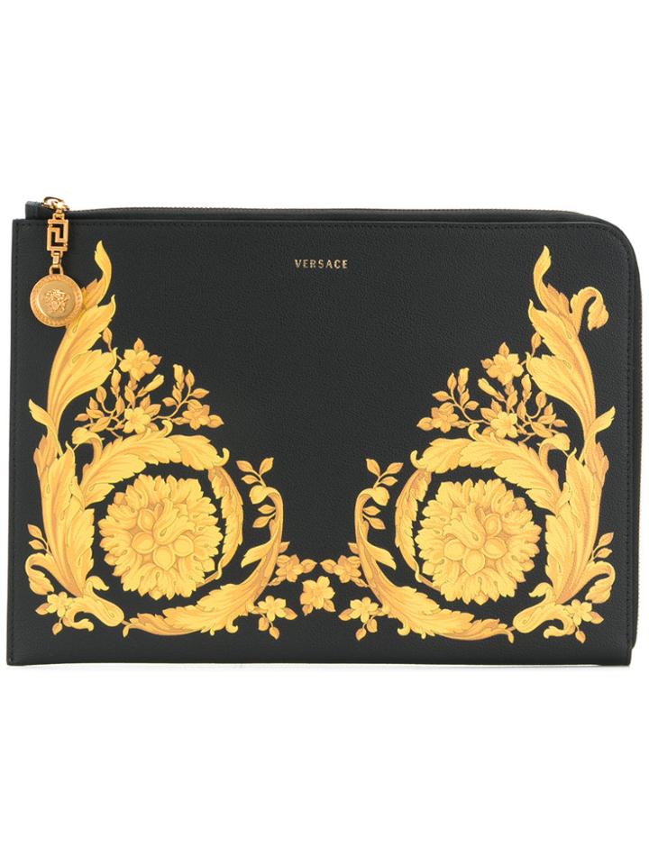 Versace Baroque-print Clutch Bag - Black