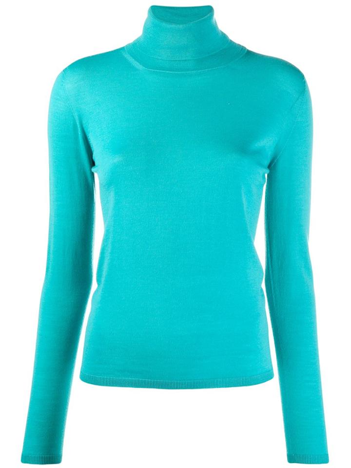 Max Mara Roll Neck Slim Jumper - Blue