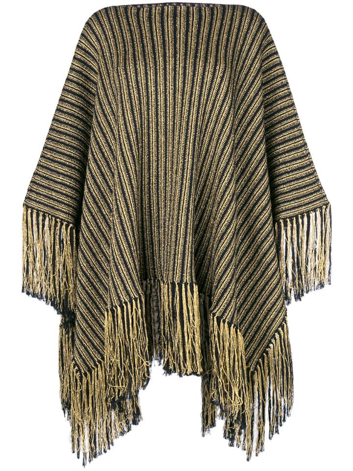 Saint Laurent Knitted Poncho Dress - Black