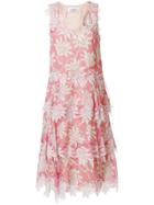 Valentino Floral Print Tiered Dress - Pink & Purple