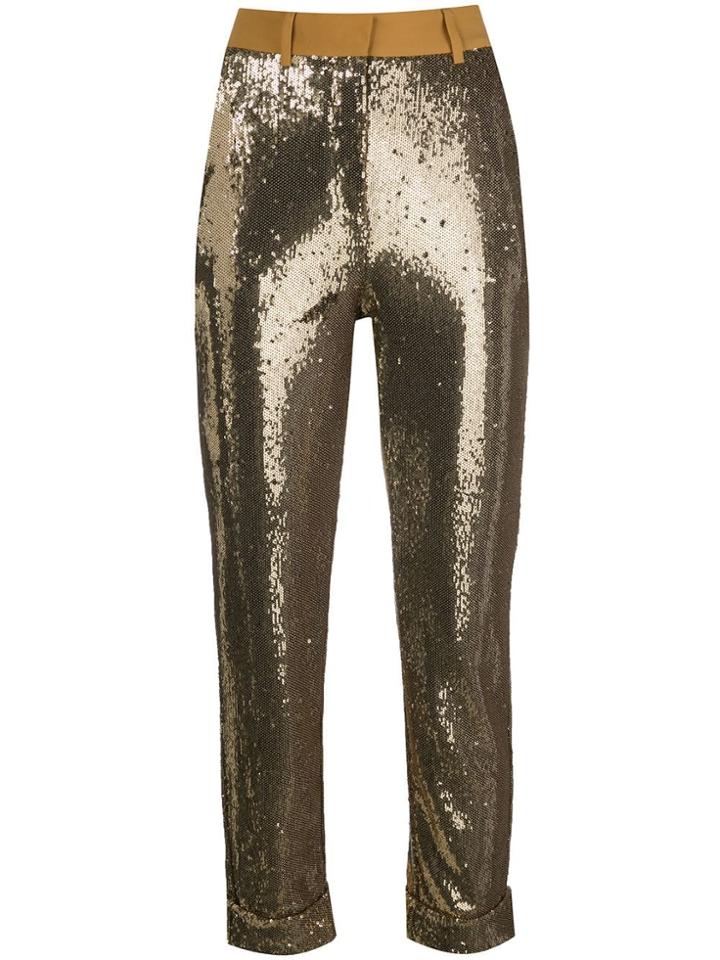 L'autre Chose Sequin Embellished Trousers - Gold