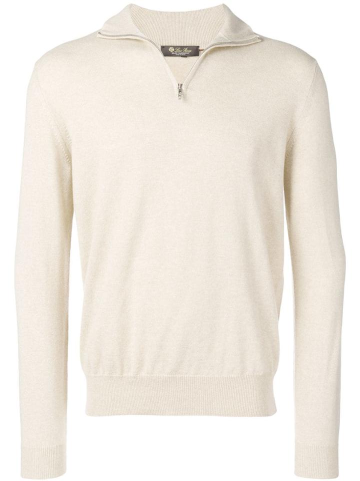 Loro Piana Knit Zip Front Sweater - Neutrals