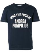 Andrea Pompilio - 'who The Fuck' T-shirt - Men - Cotton - 46, Blue, Cotton