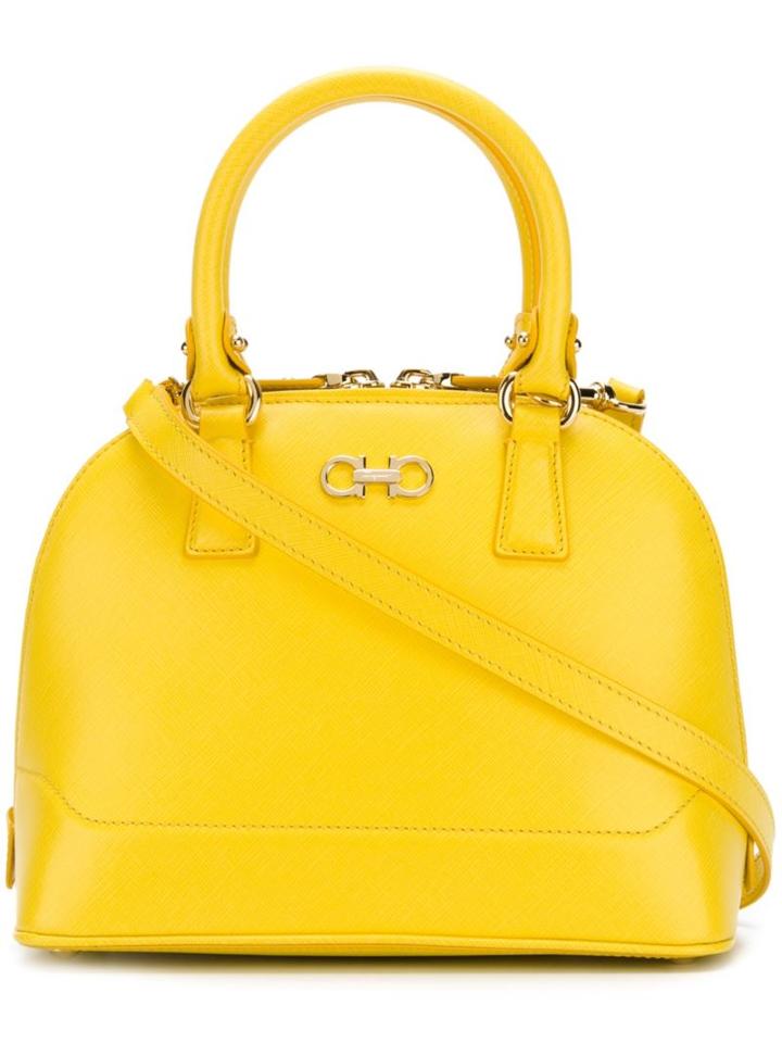 Salvatore Ferragamo Double Gancio Tote, Women's, Yellow/orange, Leather