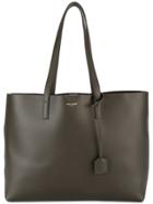 Saint Laurent Large Khaki Leather Shopper Tote Bag - Green
