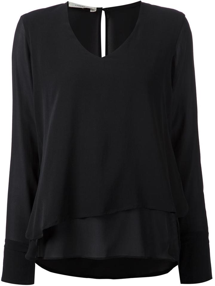 Lareida Layered V-neck Top, Women's, Size: 40, Black, Silk