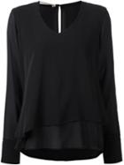 Lareida Layered V-neck Top, Women's, Size: 40, Black, Silk