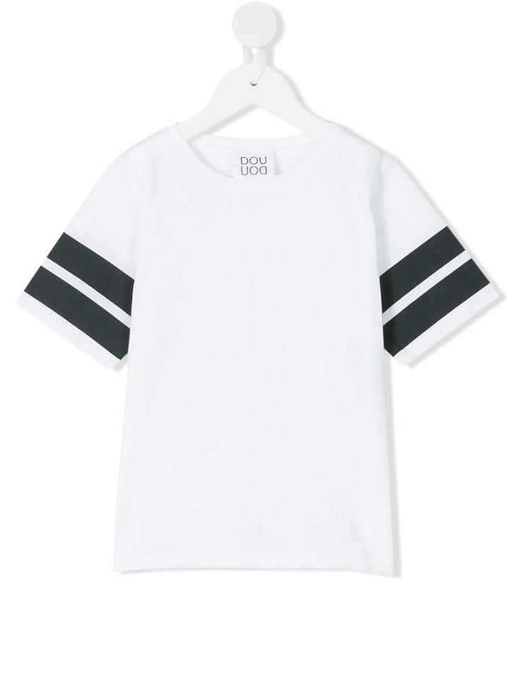 Douuod Kids - Striped Sleeve T-shirt - Kids - Cotton - 8 Yrs, White