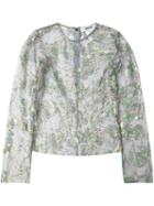 Msgm Floral Motif Mesh Blouse, Women's, Size: 40, Grey, Polyamide/polyester