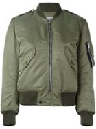 Saint Laurent Classic Bomber Jacket, Women's, Size: 40, Green, Nylon/wool/cotton